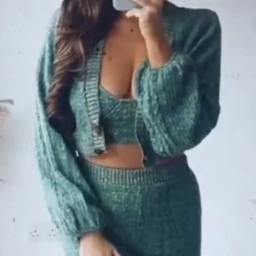 Zara Green Ribbed Knit Bralette Coord Set (Bralette ONLY) Size Medium NWT - Picture 4 of 10